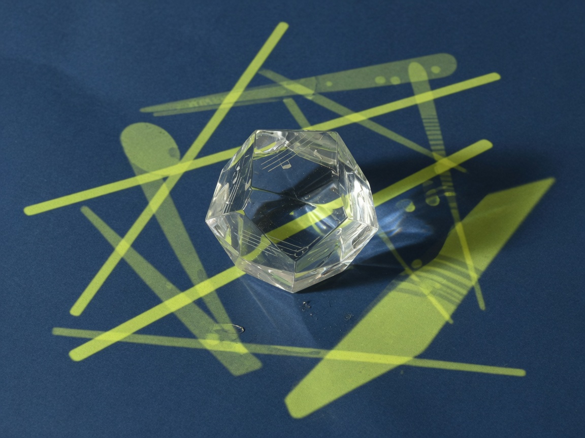 Glass polyhedron chords casting lime shadows