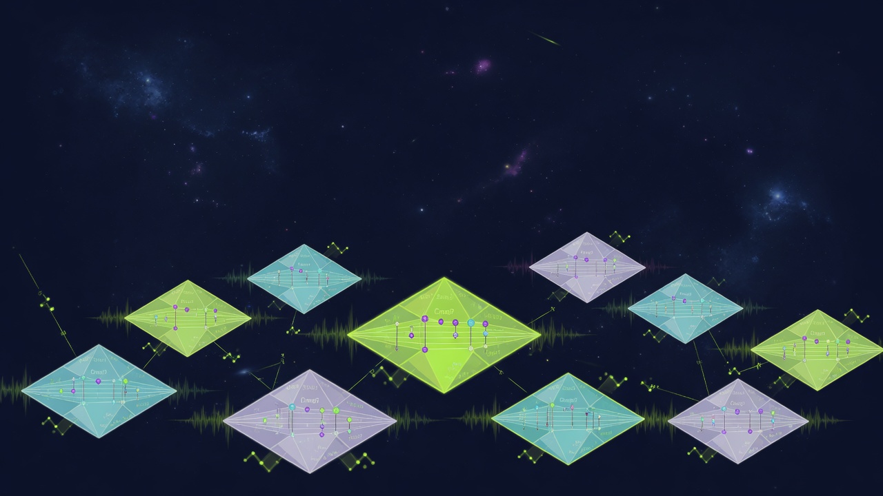 Panoramic constellation of chord diamonds over navy