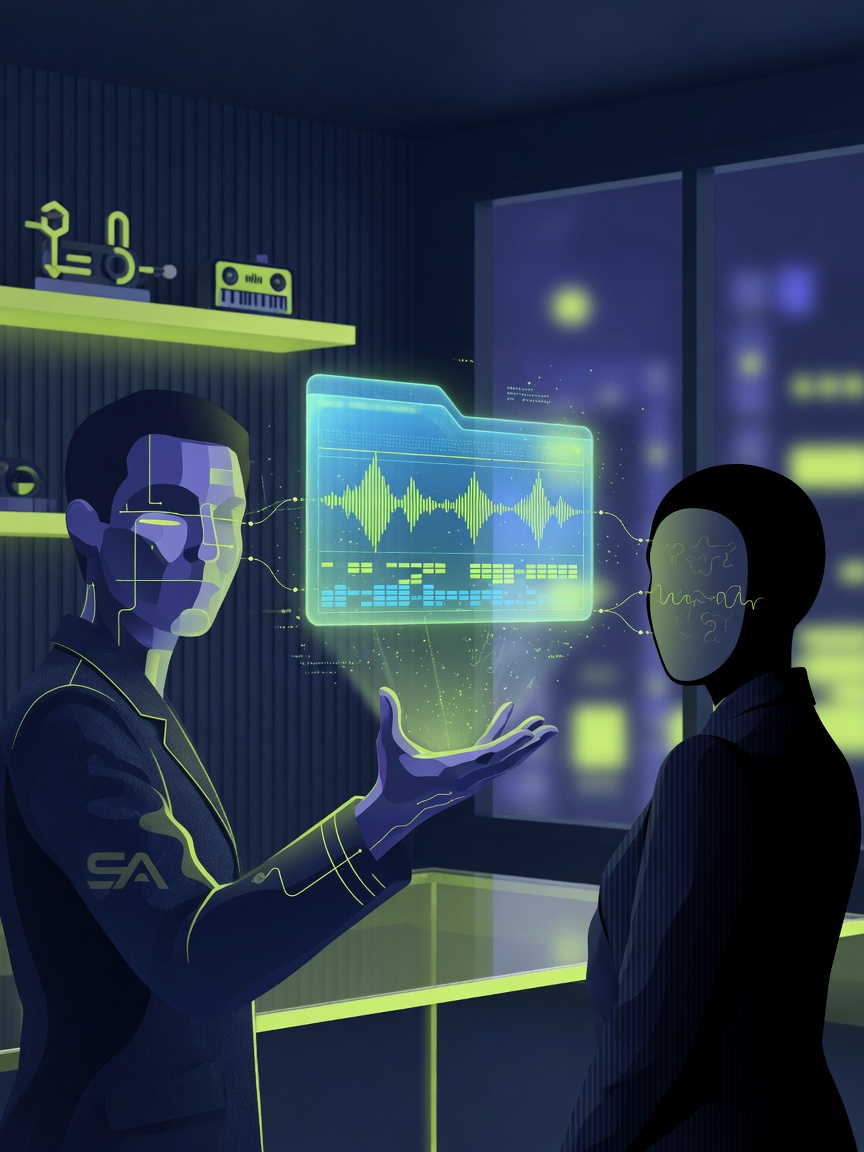 Creator sharing a floating audio file hologram