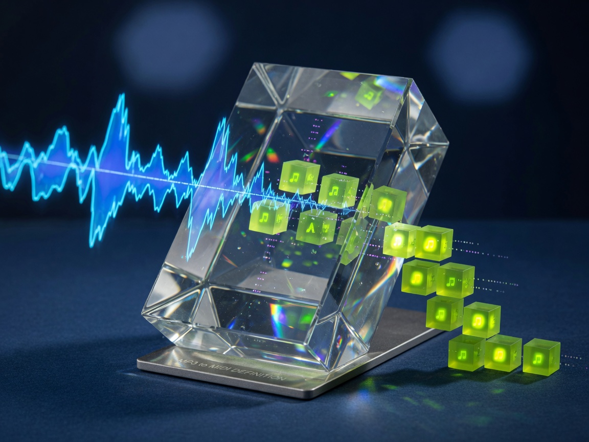 Glass prism splitting a waveform into discrete pitch cubes