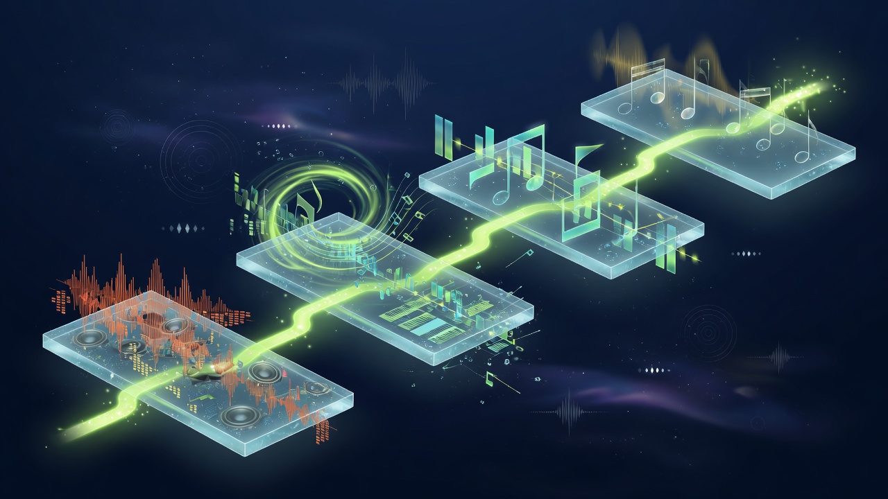 Four glass process platforms linked by a lime light path