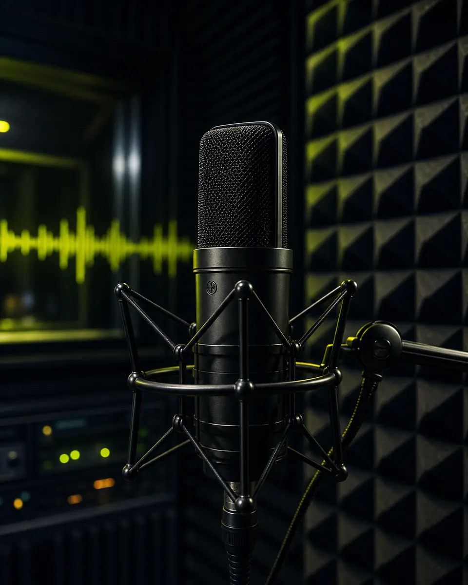 Recording booth microphone for traditional voice production